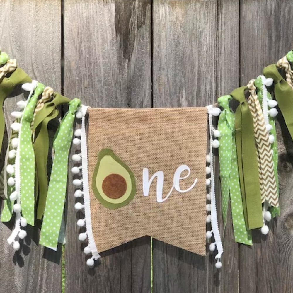 Avocado First Birthday Banner